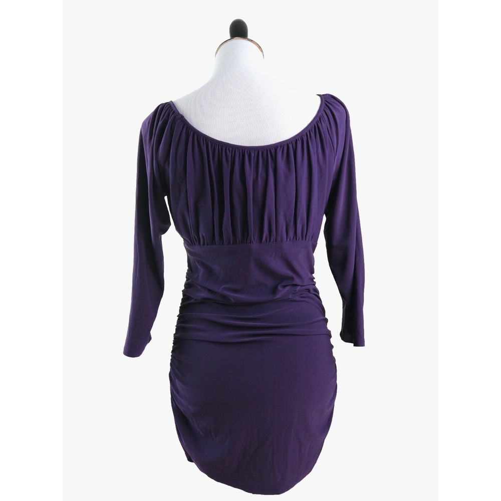 Frank Lyman Size 10 Gathered Bust Bodycon Mini Dress Ruched Purple - Picture 4 of 9